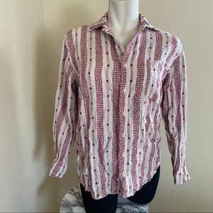 CP Shades red patterned 100% linen top sz.S
